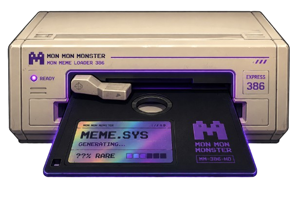 MON MEME LOADER 386 — insert a disk to roll a new meme mon